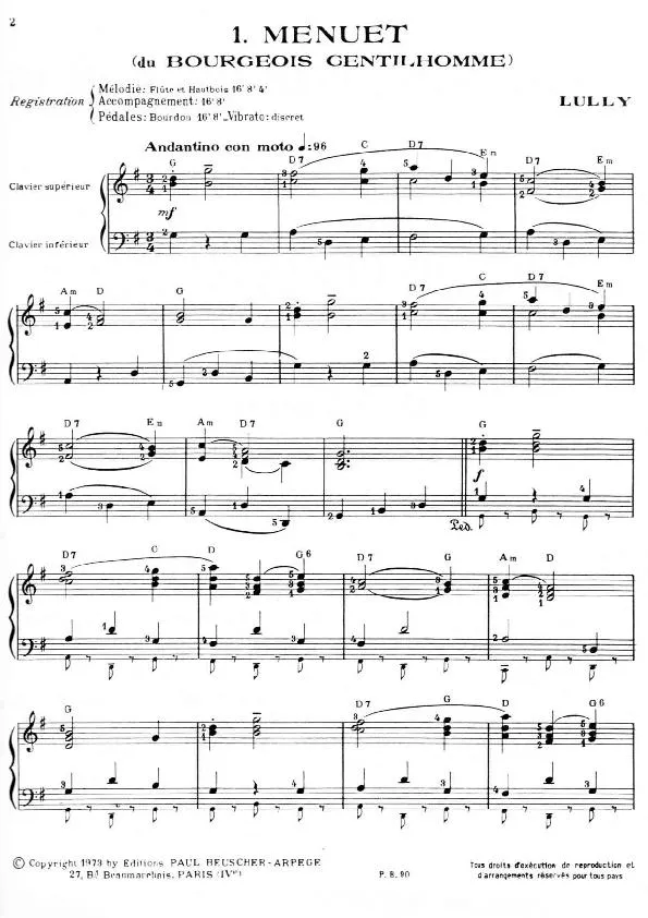 télécharger la partition d'accordéon Menuet (du Bourgeois Gentilhomme) (Arrangement : Léo Laurent) (Valse Lente) au format PDF