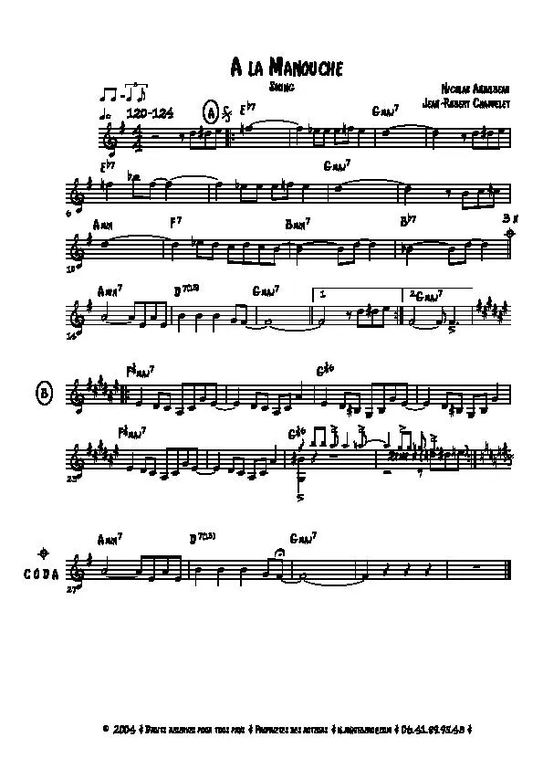 télécharger la partition d'accordéon A la Manouche (Swing) au format PDF
