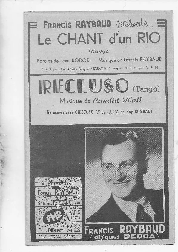 télécharger la partition d'accordéon Recluso (Bandonéon A+B) (Tango) au format PDF