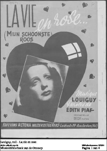 télécharger la partition d'accordéon Mijn schoonste roos (La vie en rose) (Arrangement : Robert Swing) (Slow) au format PDF