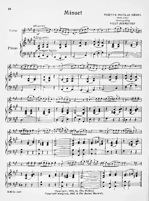 télécharger la partition d'accordéon Minuet (Arrangement : Willy Burmester) (Valse) au format PDF