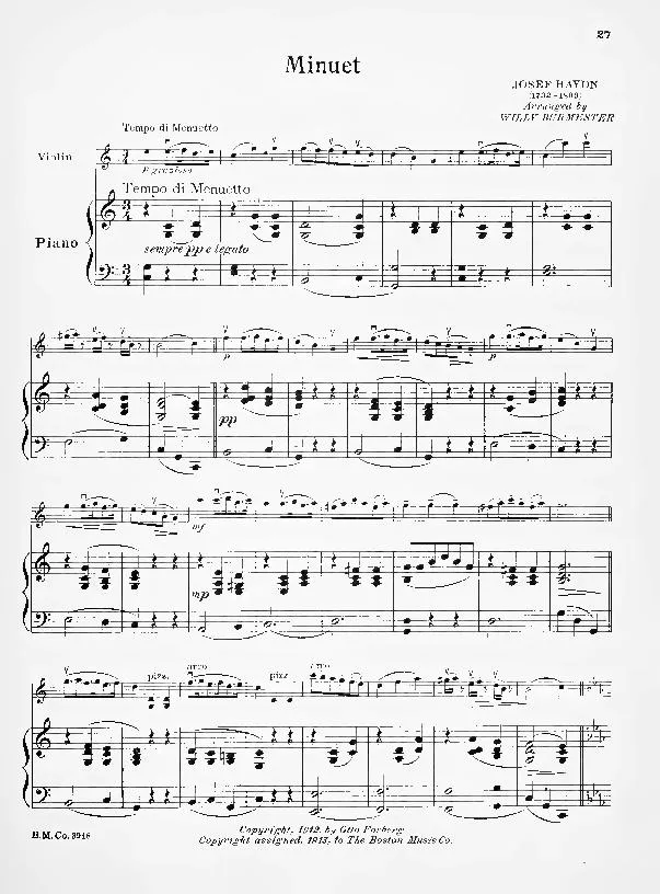 télécharger la partition d'accordéon Minuet (Arrangement : Willy Burmester) (Valse) au format PDF