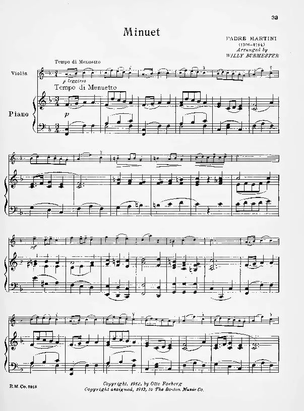 télécharger la partition d'accordéon Minuet (Arrangement : Willy Burmester) (Valse) au format PDF