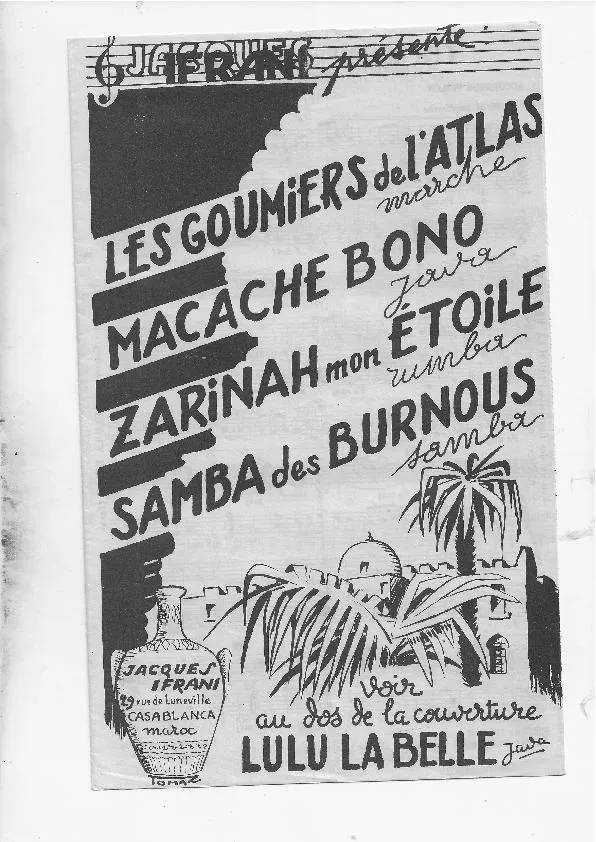 télécharger la partition d'accordéon Recueil de 5 Titres : Les Goumiers de l'atlas + Macache bono + Zarinah  mon étoile + Samba des burnous + Lulu la belle (Marche + Java + Rumba + Samba + Java) au format PDF
