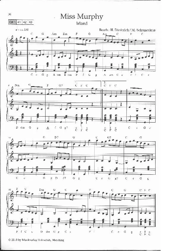 télécharger la partition d'accordéon Miss Murphy (Arrangement : Henner Diederich & Martina Schumeckers) (Polka Folklorique) au format PDF