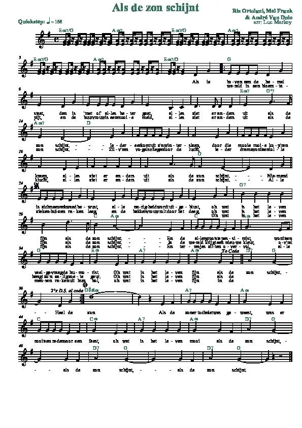 télécharger la partition d'accordéon Als de zon schijnt (Each and every part of me) (Arrangement : Luc Markey) (Chant : André Van Duin) (Quickstep) au format PDF