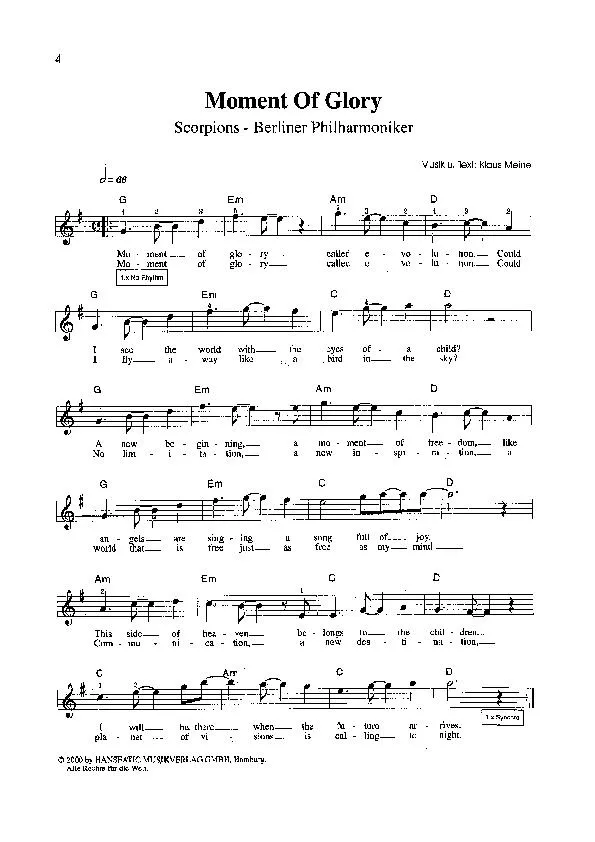 télécharger la partition d'accordéon Moment of glory (Interprètes : Scorpions & The Berliner Philharmoniker) (Ballade) au format PDF