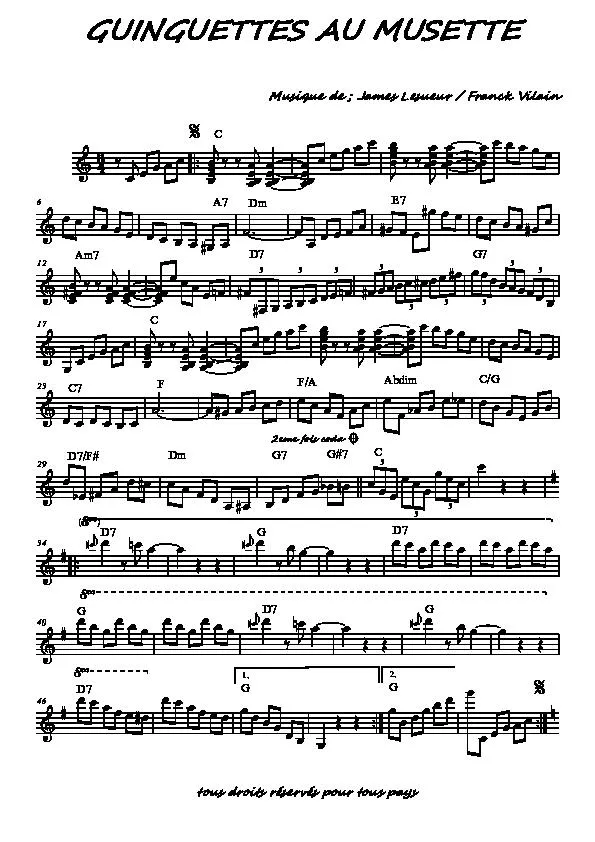 télécharger la partition d'accordéon Guinguettes au musette (Valse) au format PDF