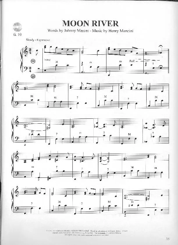 télécharger la partition d'accordéon Moon River au format PDF