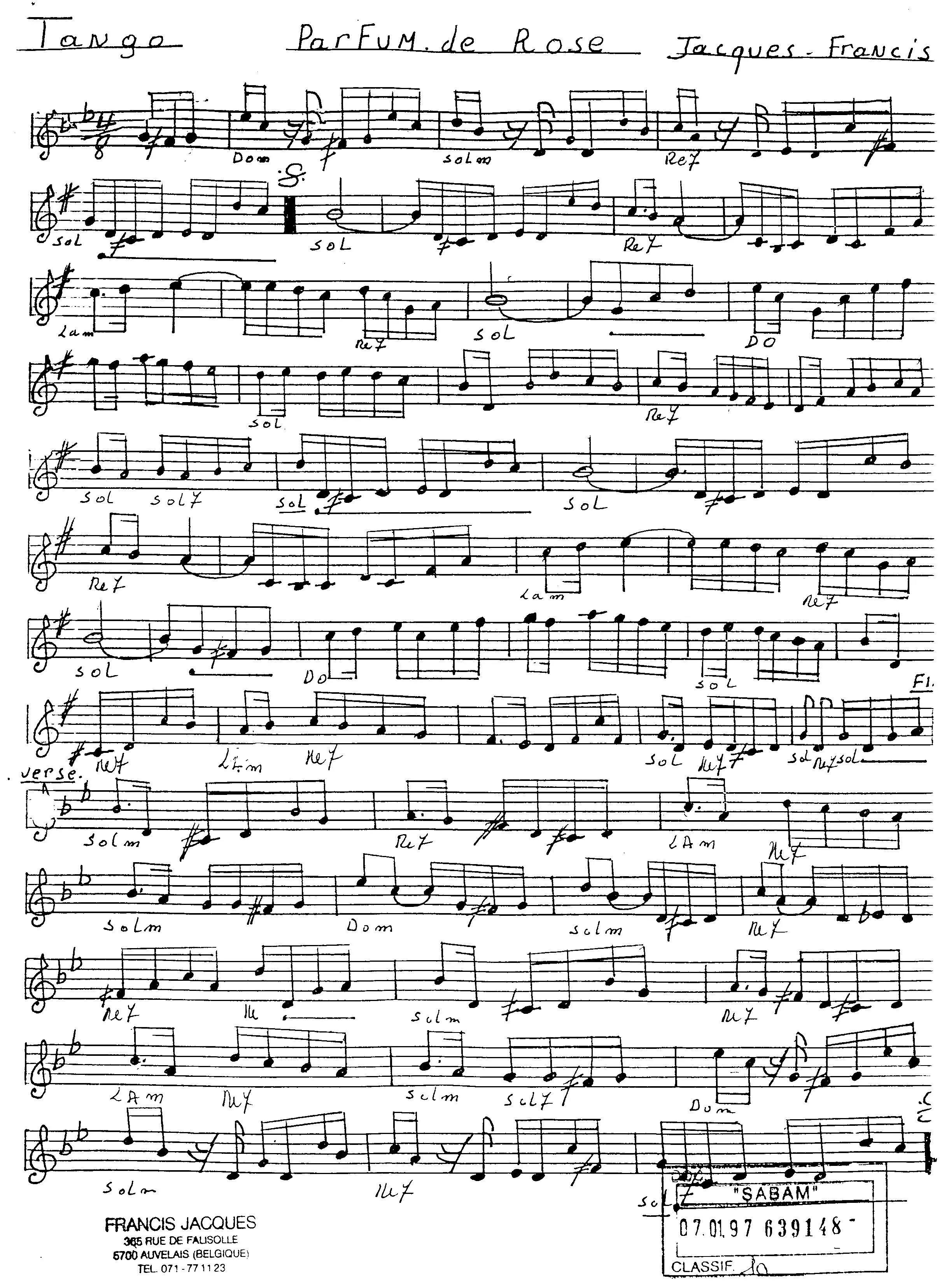 télécharger la partition d'accordéon Parfum de Rose (Tango) au format PDF