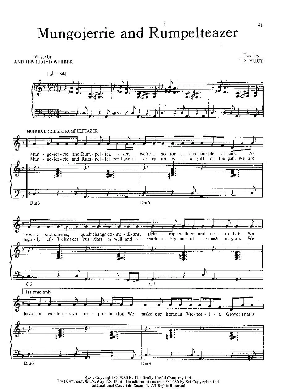 télécharger la partition d'accordéon Mungojerrie and Rumpelteazer (Slow Rock) au format PDF