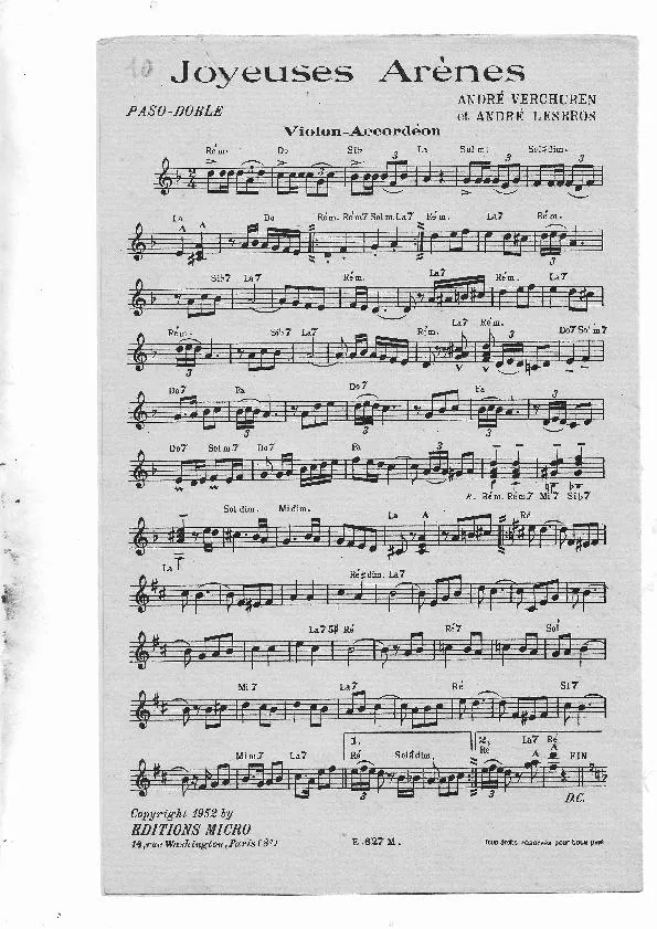 télécharger la partition d'accordéon Joyeuses arènes (Orchestration) (Paso Doble) au format PDF