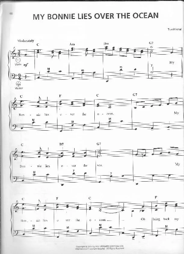 télécharger la partition d'accordéon My Bonnie lies over the ocean (Arrangement : Gary Meisner) (Valse) au format PDF