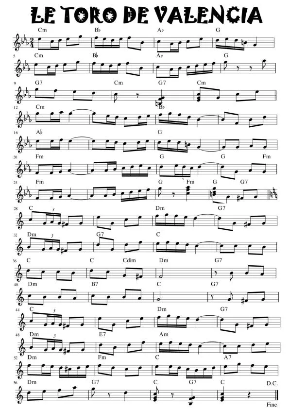télécharger la partition d'accordéon Le toro de Valencia (Paso Doble) au format PDF