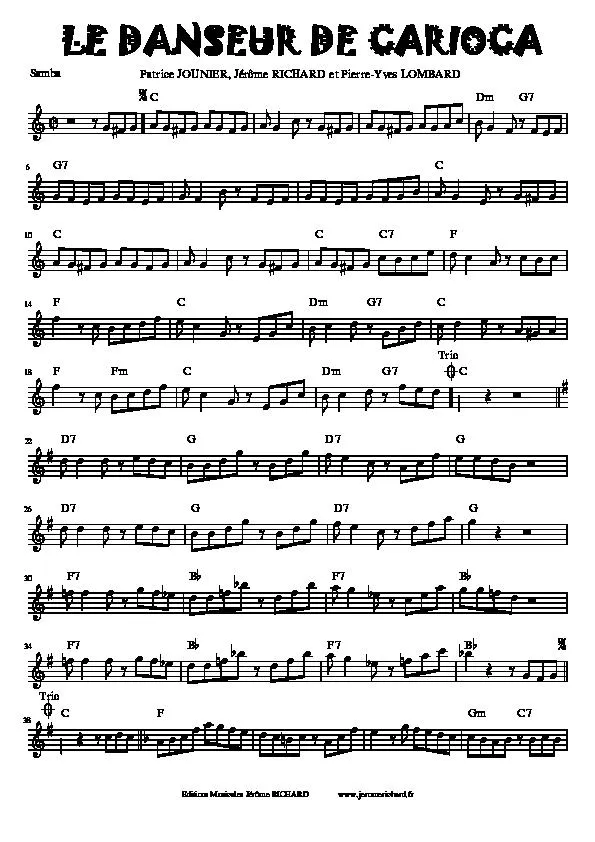 télécharger la partition d'accordéon Le danseur de carioca (Samba) au format PDF