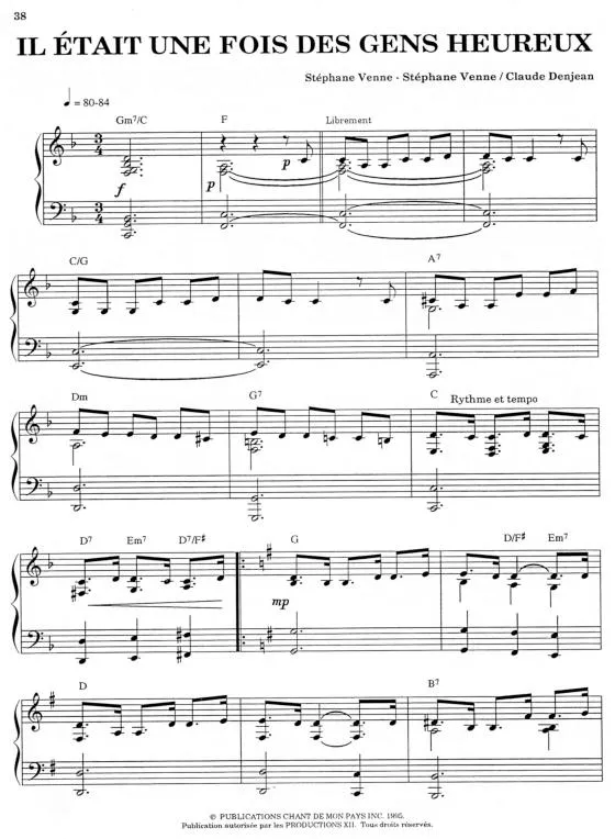 télécharger la partition d'accordéon Il était une fois des gens heureux (Piano Solo) au format PDF