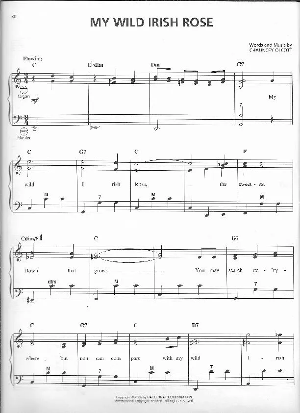 télécharger la partition d'accordéon My wild Irish rose (Arrangement : Gary Meisner) (Valse) au format PDF