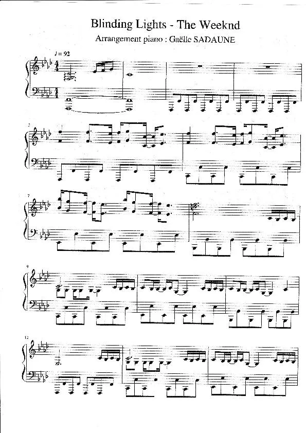 télécharger la partition d'accordéon Blinding Lights (Arrangement Piano : Gaëlle Sadaune) au format PDF