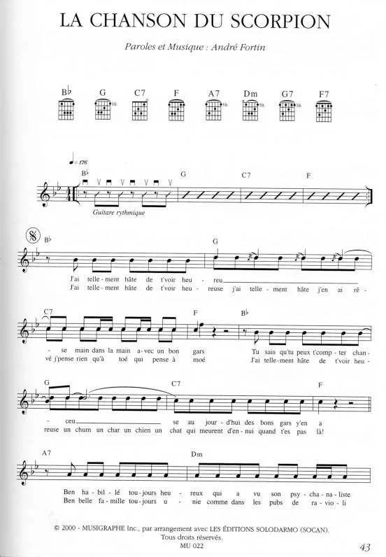 télécharger la partition d'accordéon La chanson du Scorpion (Interprètes : Les Colocs) au format PDF