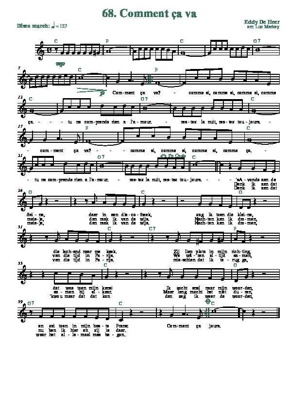 télécharger la partition d'accordéon Comment ça va (Arrangement : Luc Markey) (Interprètes : The Shorts) (Disco Marche) au format PDF