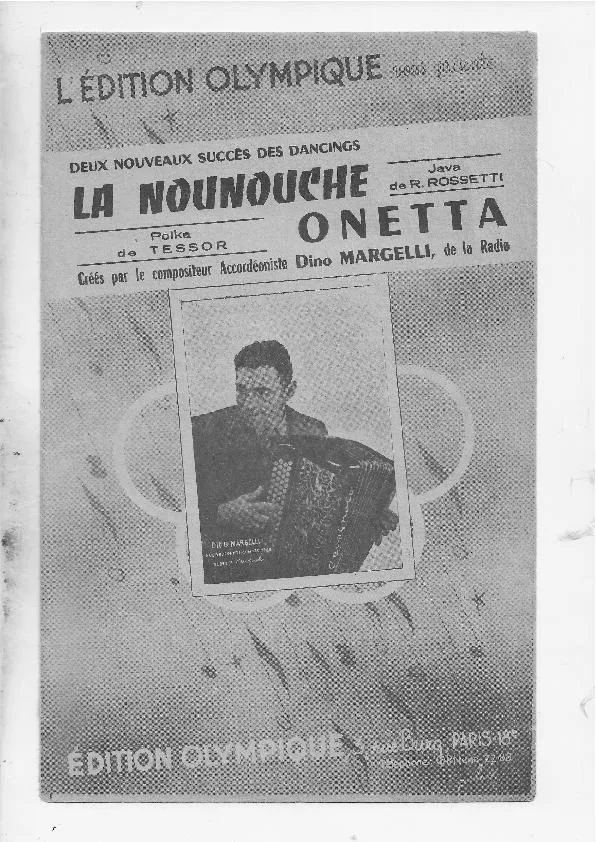 télécharger la partition d'accordéon Onetta (Création de : Dino Margelli) (Orchestration) (Polka) au format PDF