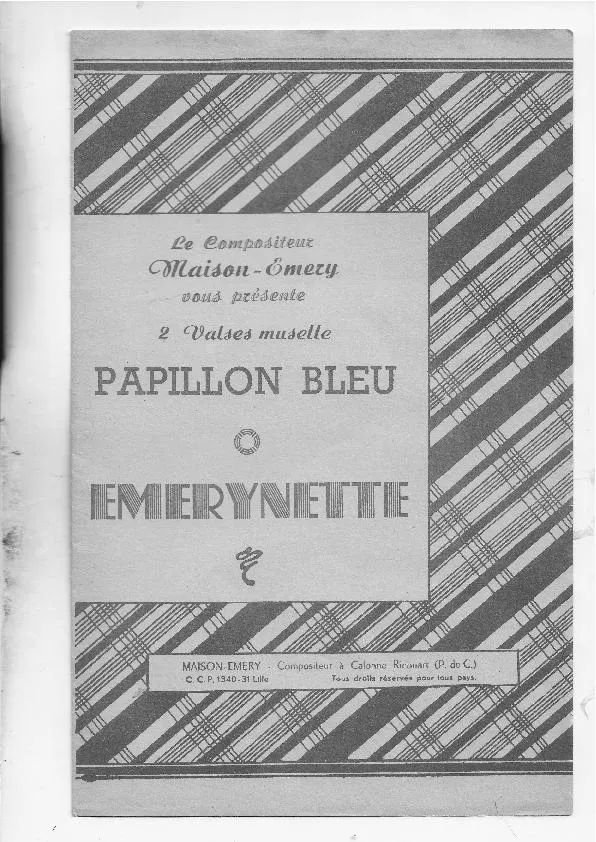 télécharger la partition d'accordéon Papillon bleu (Valse Musette) au format PDF