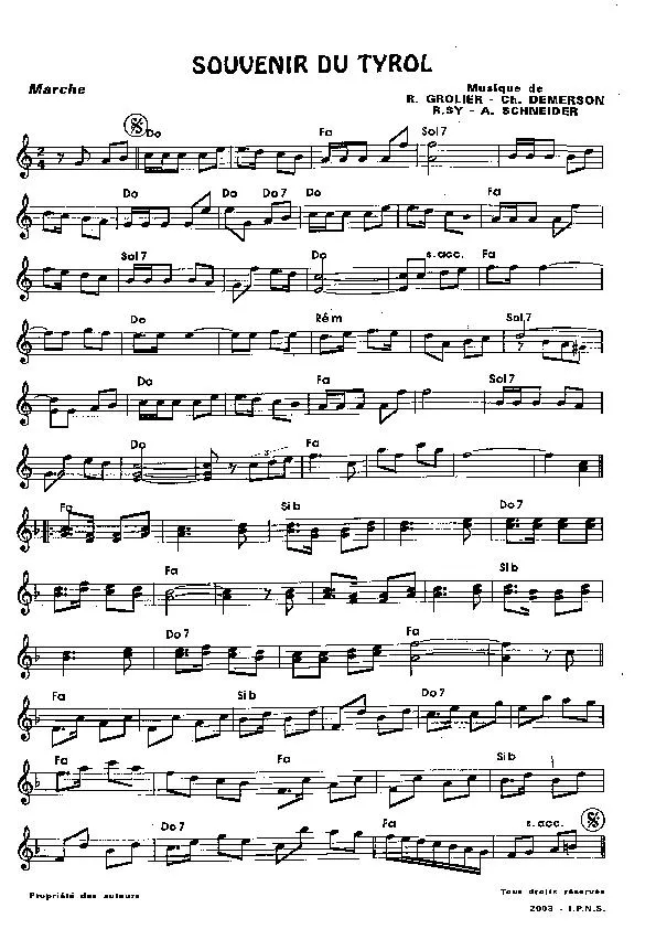 télécharger la partition d'accordéon Souvenir du Tyrol (Marche) au format PDF