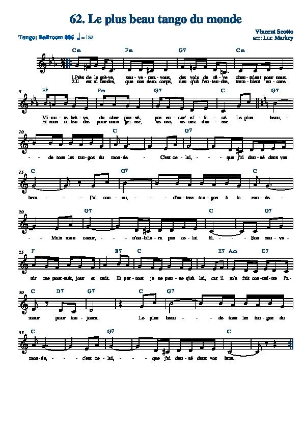 télécharger la partition d'accordéon Le plus beau tango du monde (Arrangement : Luc Markey) (Chant : Tino Rossi) au format PDF
