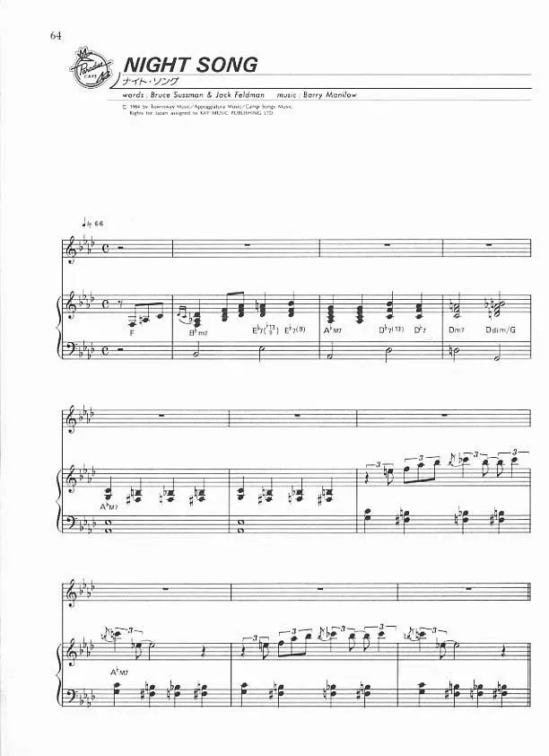 télécharger la partition d'accordéon Night song (Slow) au format PDF
