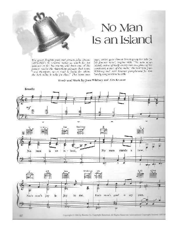télécharger la partition d'accordéon No man is an Island (Ballade) au format PDF