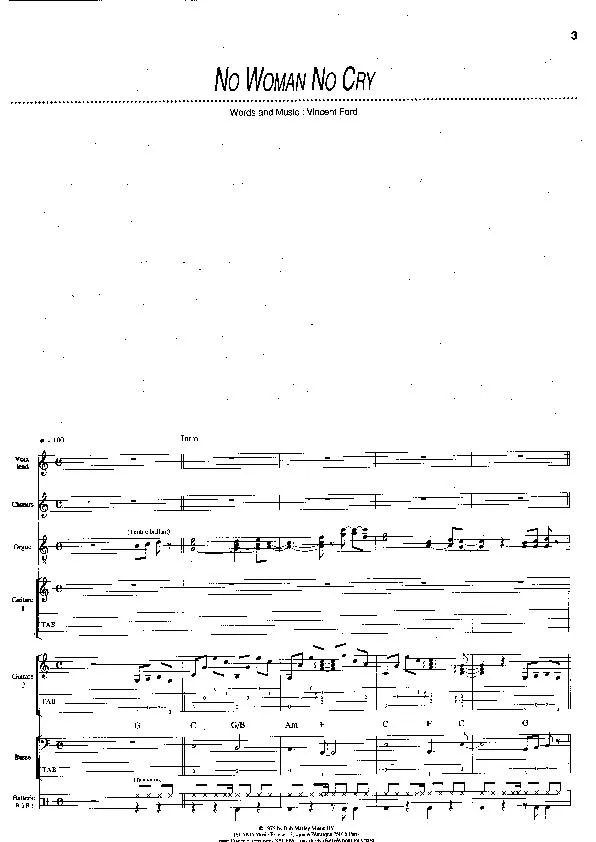 télécharger la partition d'accordéon No woman no cry (Chant : Bob Marley) (Orchestration) (Reggae) au format PDF