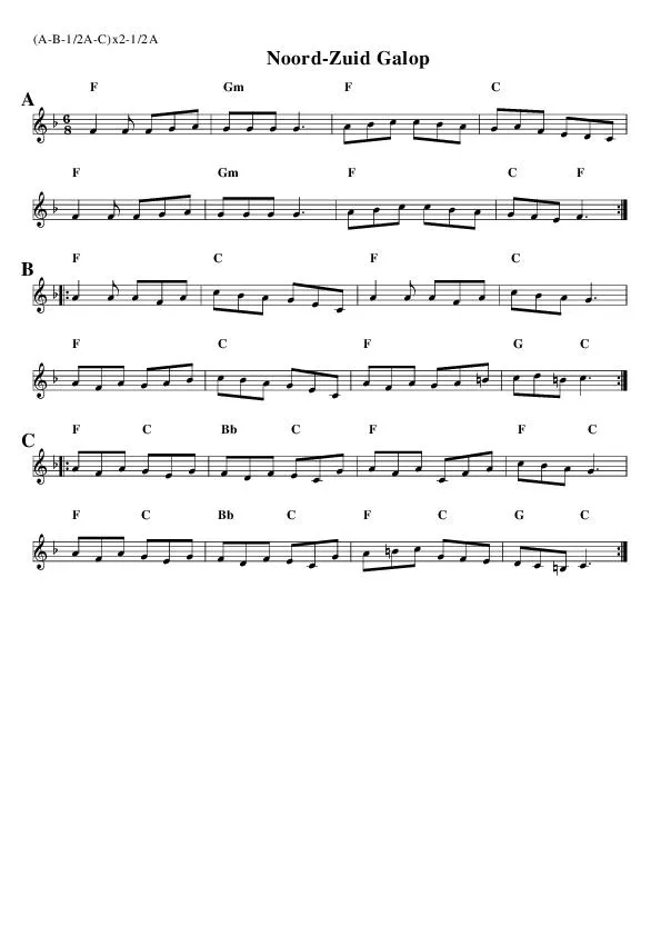 télécharger la partition d'accordéon Noord-Zuid galop (Folk) au format PDF