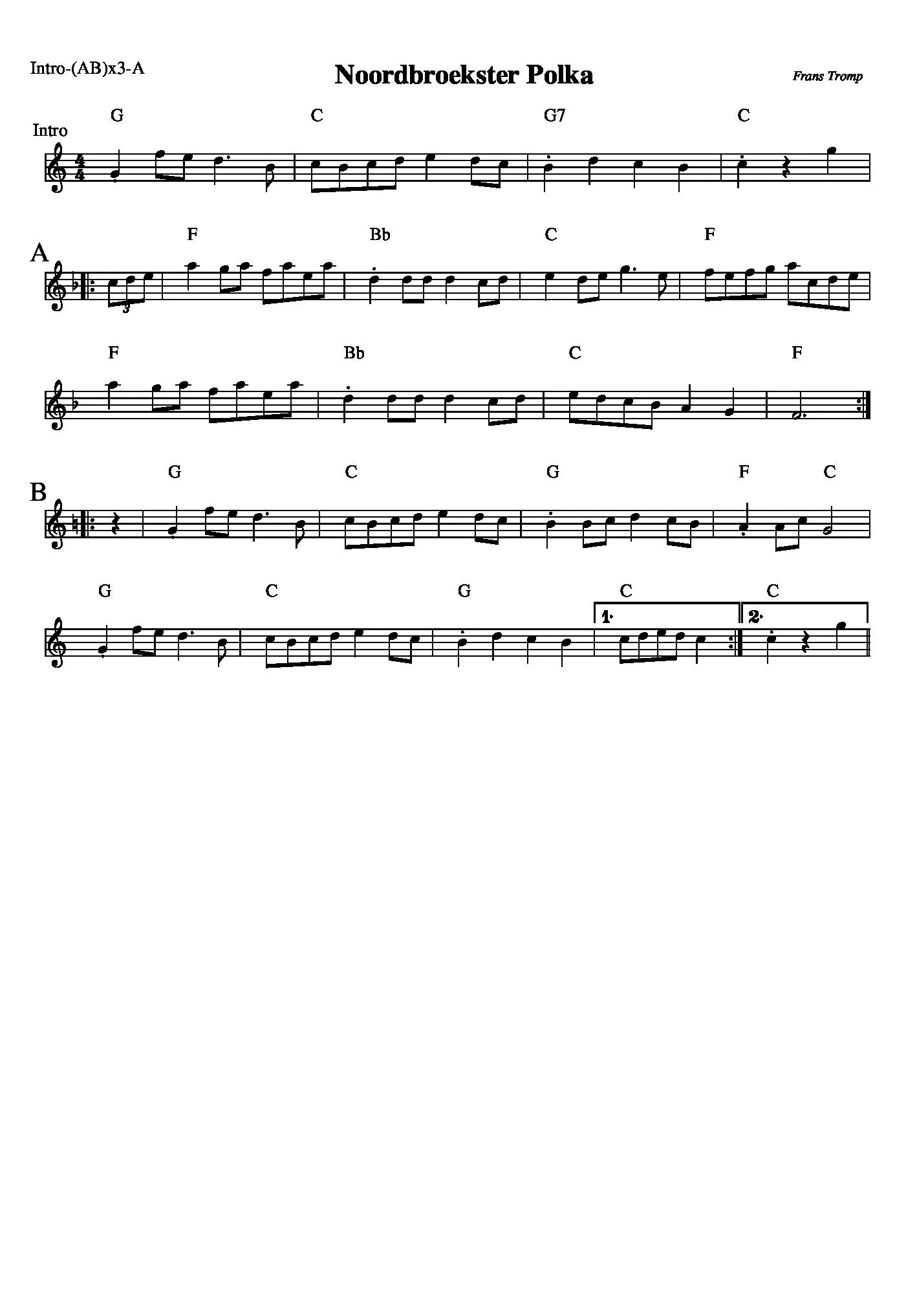 télécharger la partition d'accordéon Noordbroekster Polka au format PDF