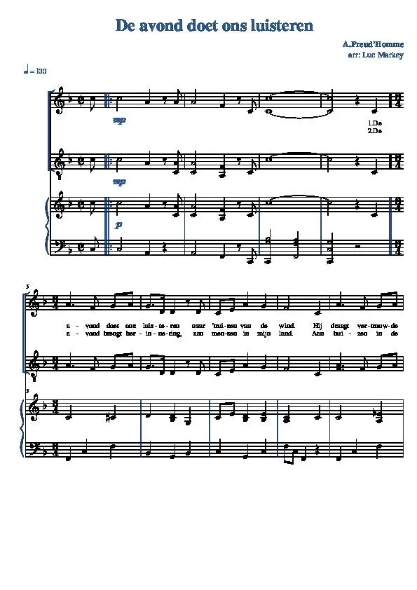 télécharger la partition d'accordéon De avond doet ons luisteren (Arrangement : Luc Markey) (Folk) au format PDF