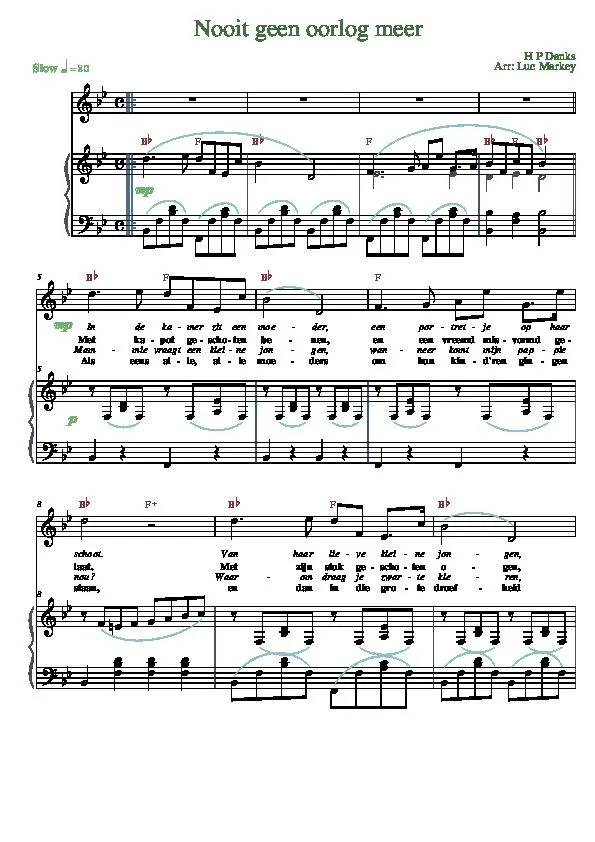 télécharger la partition d'accordéon Nooit geen oorlog meer (Silver threads among the gold) (Zilverdraden tussen goud) (Arrangement : Luc Markey) (Chant : Zangeres Zonder Naam) (Slow) au format PDF