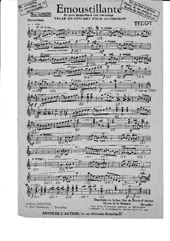 télécharger la partition d'accordéon Emoustillante (Valse de Concert pour Accordéon) au format PDF