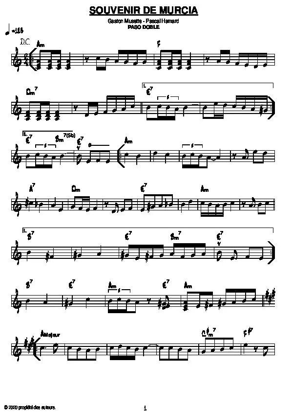 télécharger la partition d'accordéon Souvenir de Murcia (Paso Doble) au format PDF