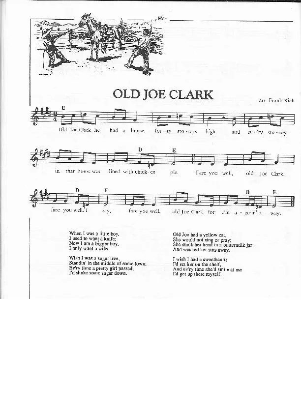 télécharger la partition d'accordéon Old Joe Clark (Arrangement : Frank Rich) (Chant : Woodie Guthrie) (Bluegrass) au format PDF