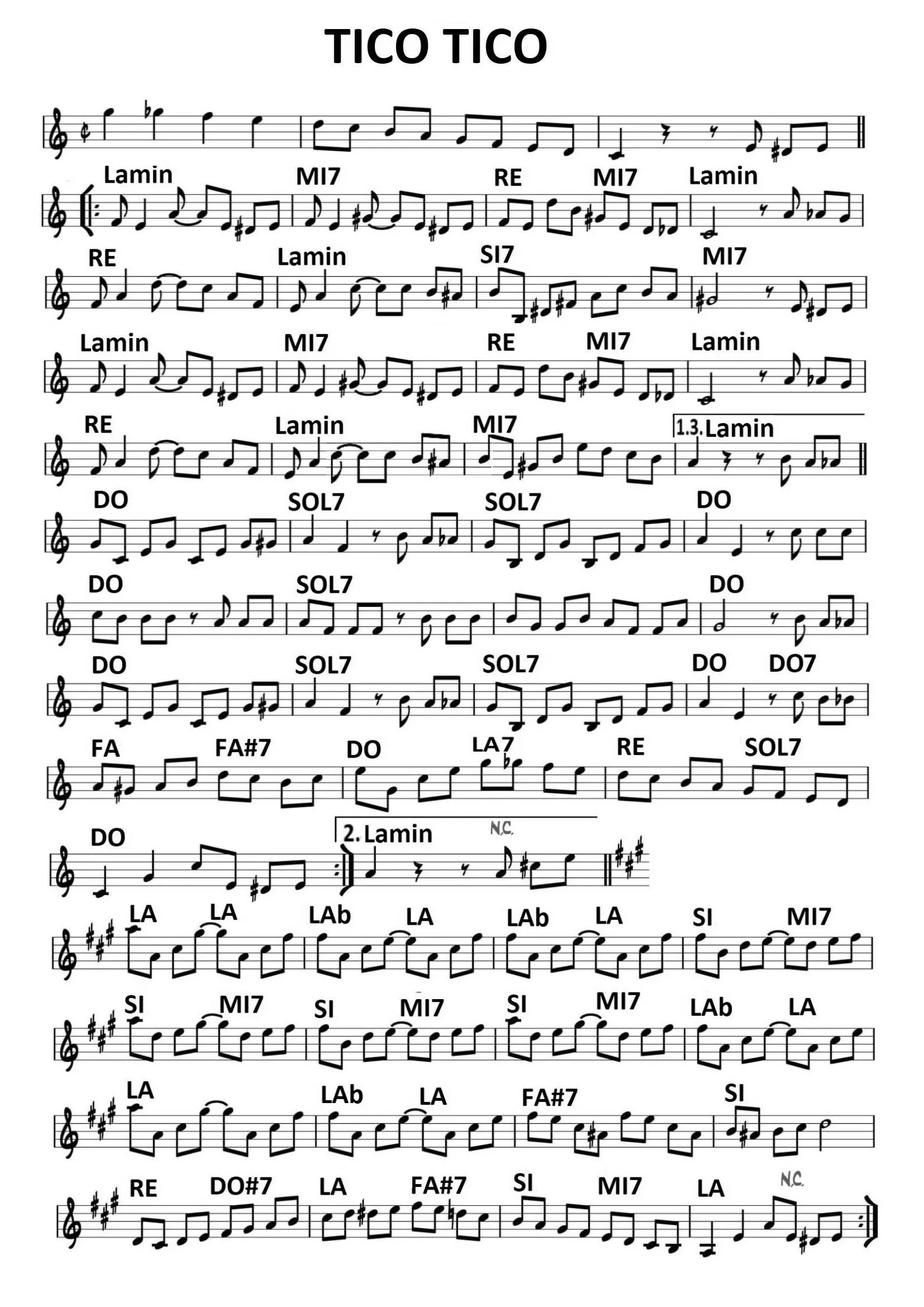 télécharger la partition d'accordéon Tico Tico (Samba) (Relevé) au format PDF