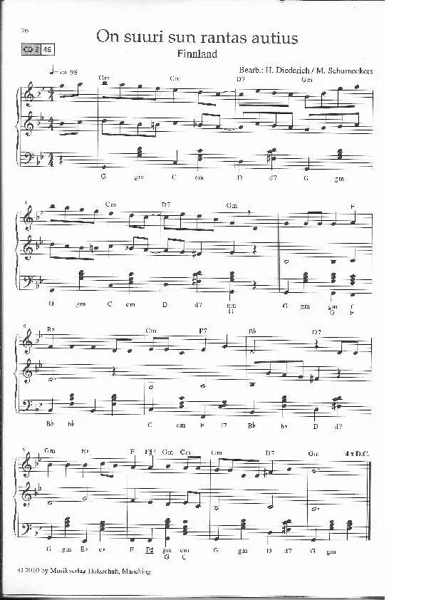 télécharger la partition d'accordéon On suuri sun rantas autius (Arrangement : Henner Diederich / Martina Schumeckers) (Folk) au format PDF