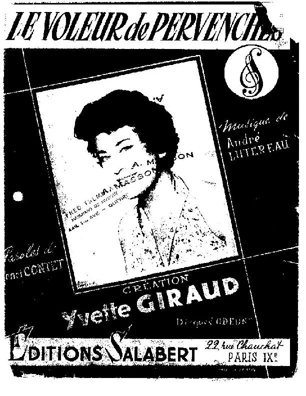 télécharger la partition d'accordéon Le voleur de pervenches (Chant : Yvette Giraud) au format PDF
