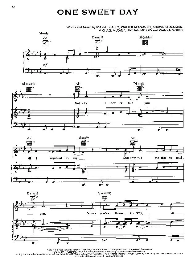 télécharger la partition d'accordéon One sweet day (Slow) au format PDF