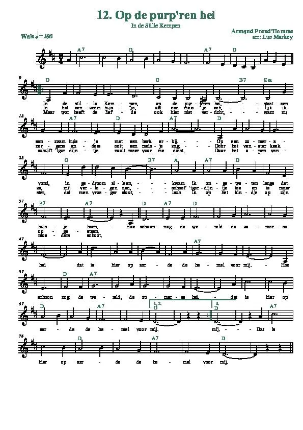 télécharger la partition d'accordéon Op de purp'ren hei (In de Stille Kempen) (Arrangement : Luc Markey) (Valse) au format PDF