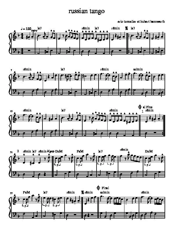 télécharger la partition d'accordéon Russian Tango au format PDF
