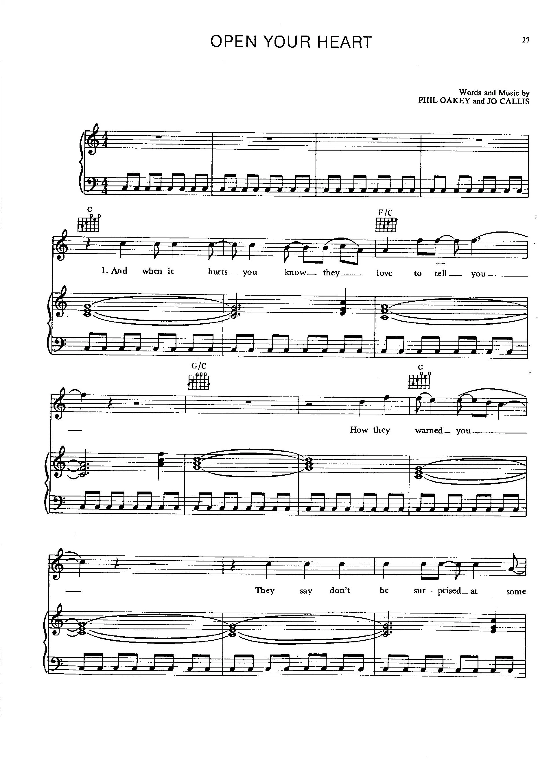 télécharger la partition d'accordéon Open your heart (Interprètes : The Human League) (Disco Rock) au format PDF