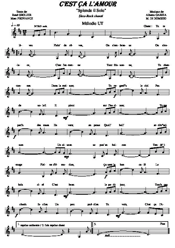 télécharger la partition d'accordéon C'est ça l'amour (Splende il sole) (Slow Rock Chanté) au format PDF