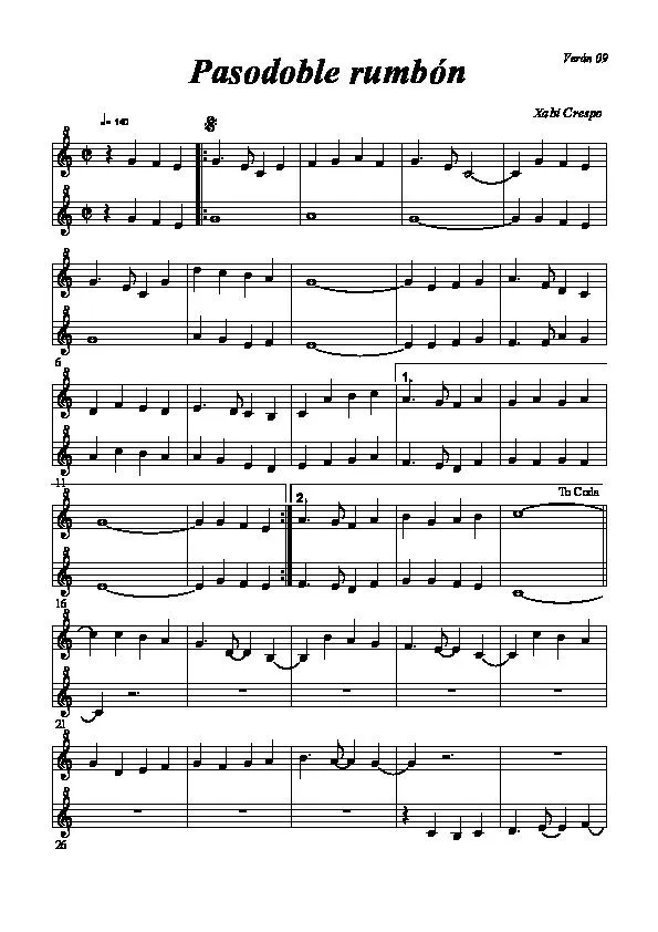 télécharger la partition d'accordéon Pasodoble rumbón au format PDF