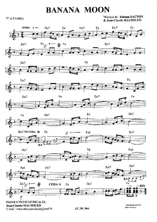 télécharger la partition d'accordéon Banana moon (Samba) au format PDF
