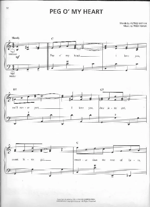 télécharger la partition d'accordéon Peg O' my heart (Arrangement : Gary Meisner) (Slow Folk) au format PDF