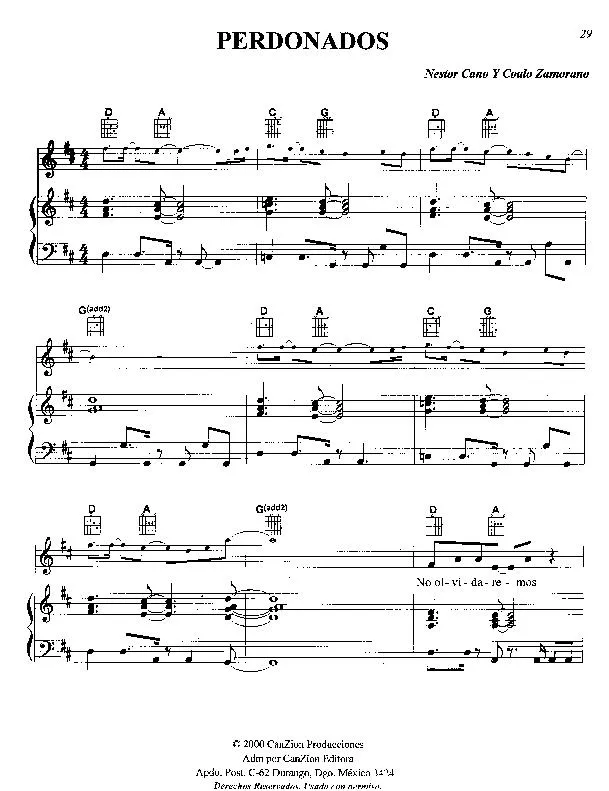 télécharger la partition d'accordéon Perdonados (Chant : Marcos Witt) (Gospel) au format PDF